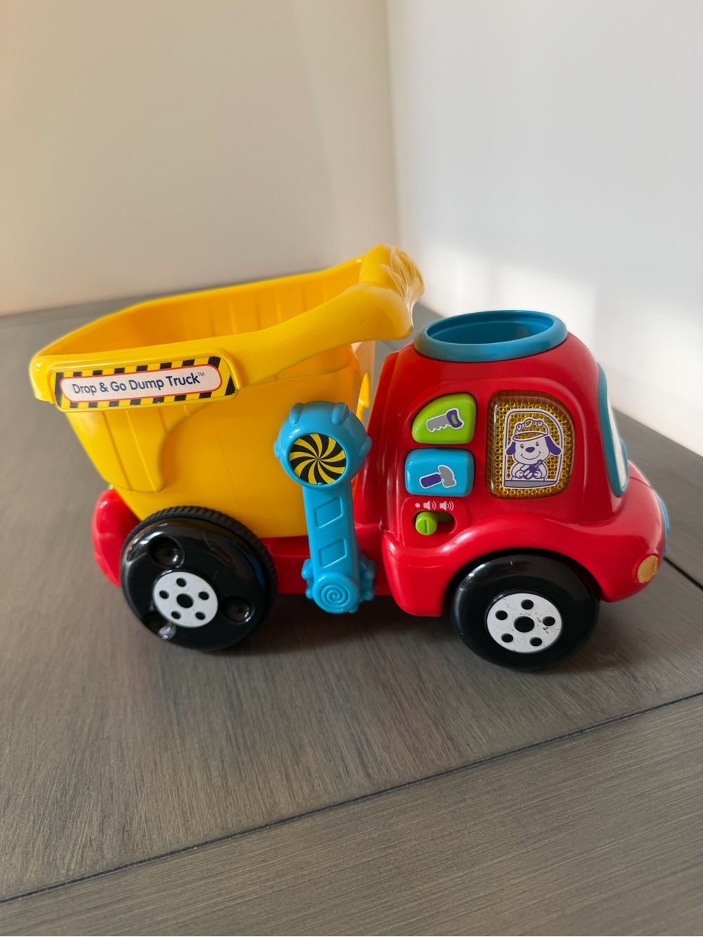 Interactive Red and Yellow Dump Truck Toy with Sounds